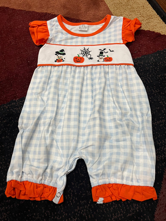 Cow spider girl gingham bubble romper