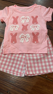 French knot bunny bow short set