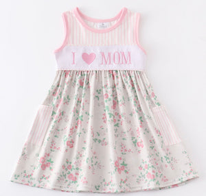 I love mom light pink floral dress I