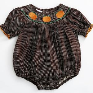 Smocked brown pumpkin bubble