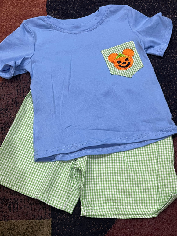 Boy mouse pumpkin short set