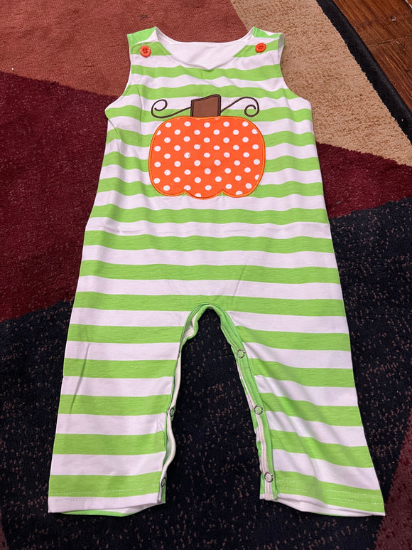 Green stripe boy pumpkin longall