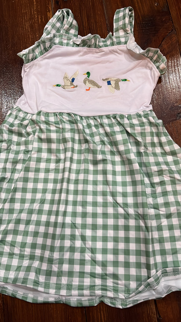 Duck gingham embroidered dress