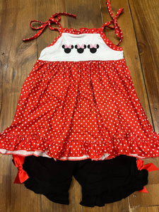 Red Minnie Mouse short set