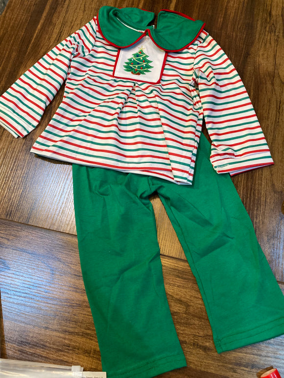 Striped Christmas tree pant set