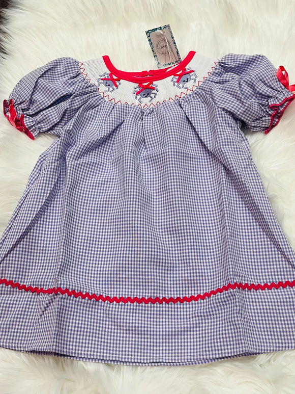 Purple gingham spider trio dress