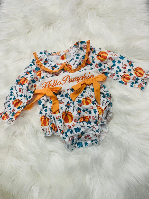 Hello pumpkin floral long sleeve bubble