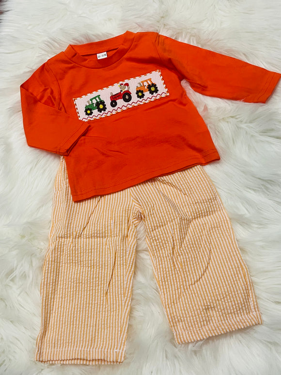 Orange boys tractor trio pant set