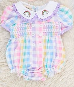 Pastel rainbow smocked bubble