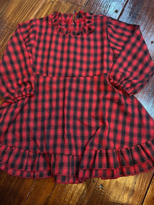 Red buffalo plaid dress