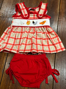 Plaid chicken bloomer set