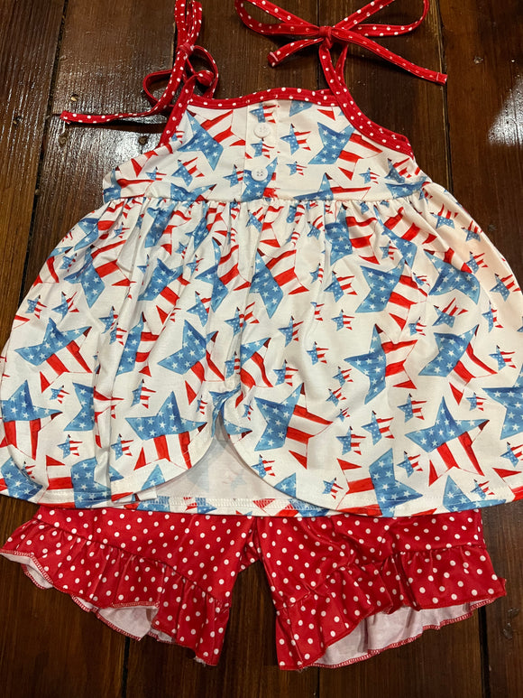 Star rwb tie strap short set