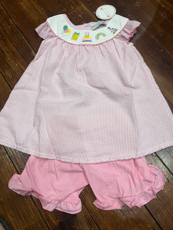 Pink birthday short set