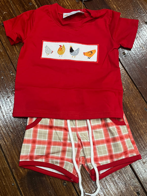 Boys chicken short set