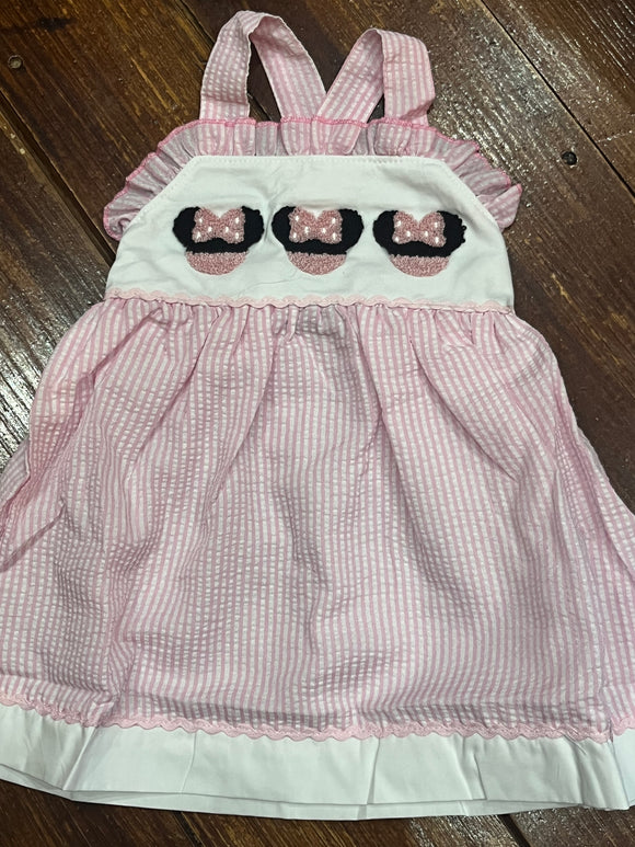 Mouse seersucker French knot dress