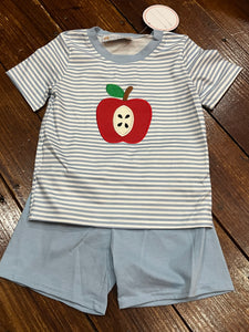 Boys apple applique short set