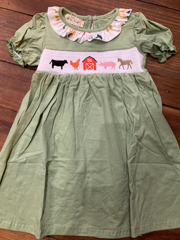 Farm smocked green dress