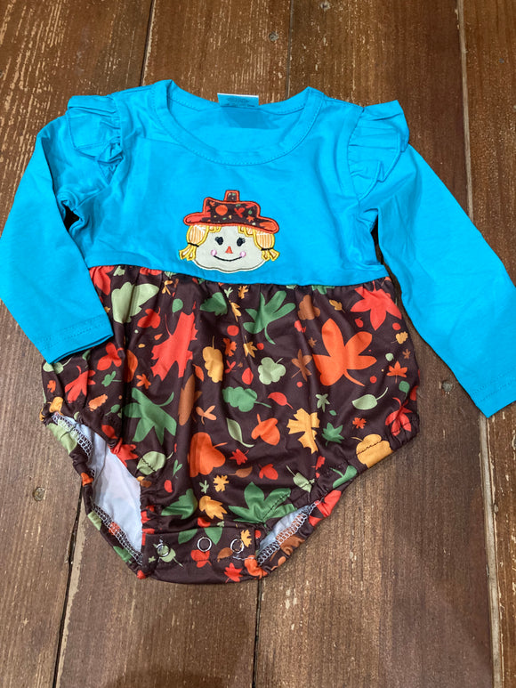 12m scarecrow teal long sleeve bubble