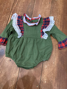 6m green buffalo plaid long sleeve bubble