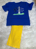 Blue jet monument boy pants set