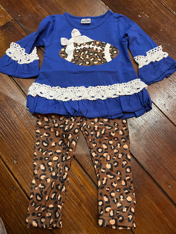 Blue cheetah football tunic set