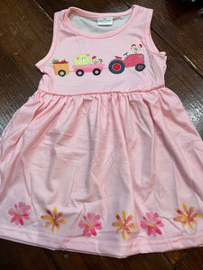 Pink tractor flower dress