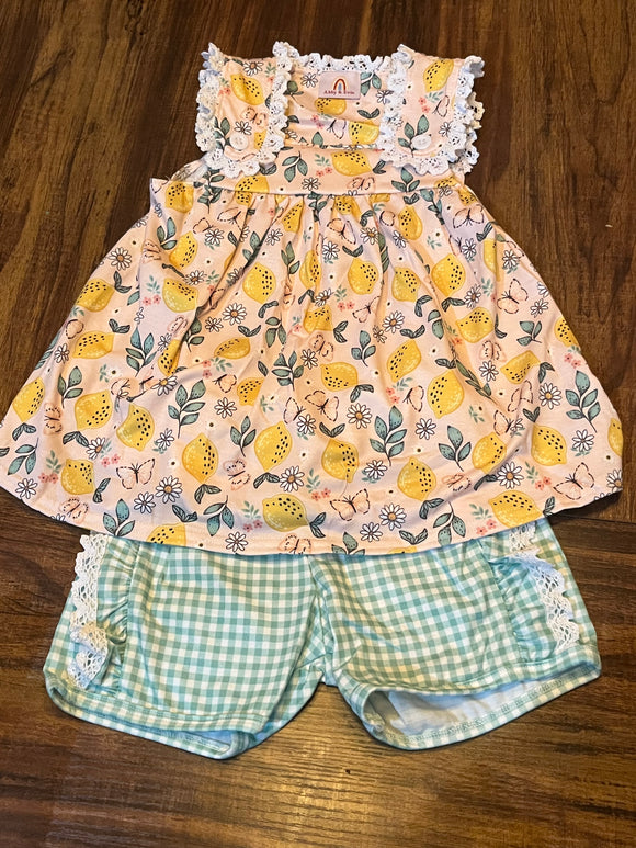 Lemon green gingham short set