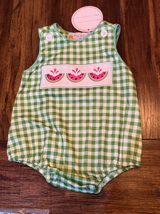 Green gingham watermelon bubble