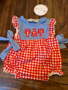 Crawfish gingham red bubble