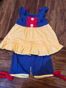 Blue yellow red princess short set