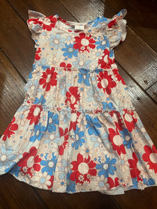 Red white blue floral angel sleeve dress