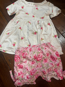 Pink floral white flower bloomer tunic set