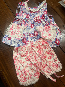 Purple pink pocket floral bloomer set