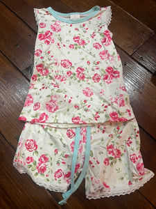 Ivory pink floral sleeveless short set