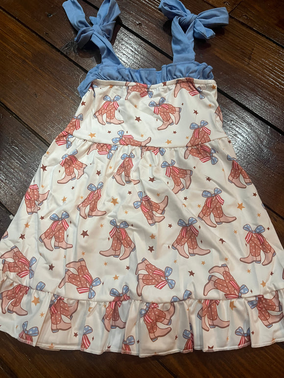 Red white blue cowboy boot dress