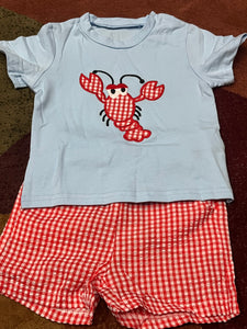 Lobster applique boys short set