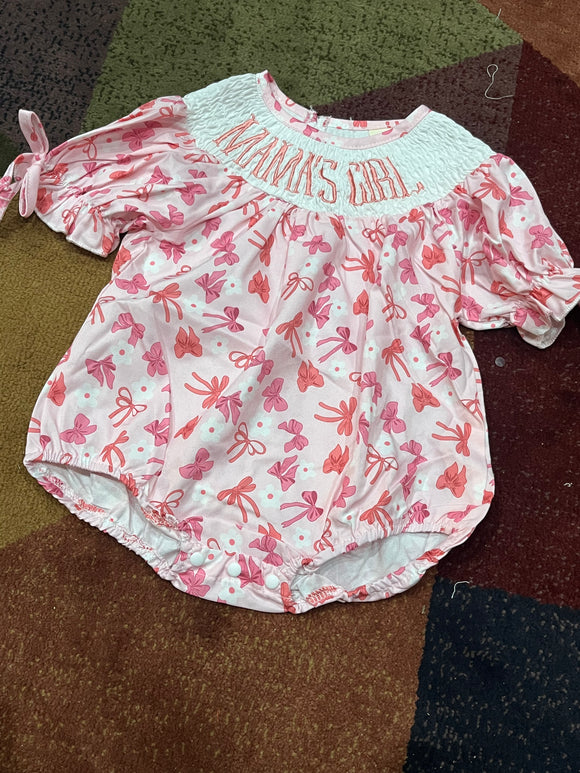 Mamas girl pink bow bubble