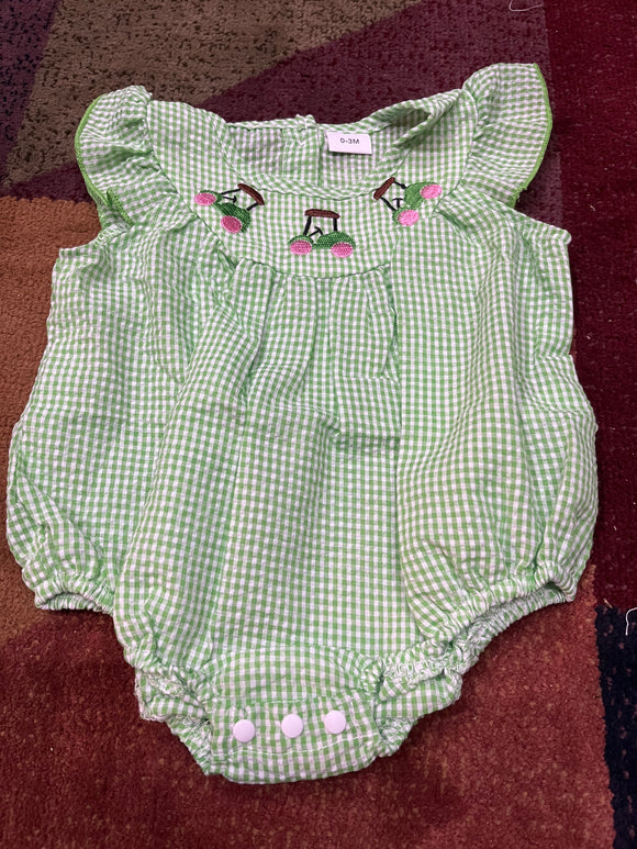 Green gingham golf cart bubble