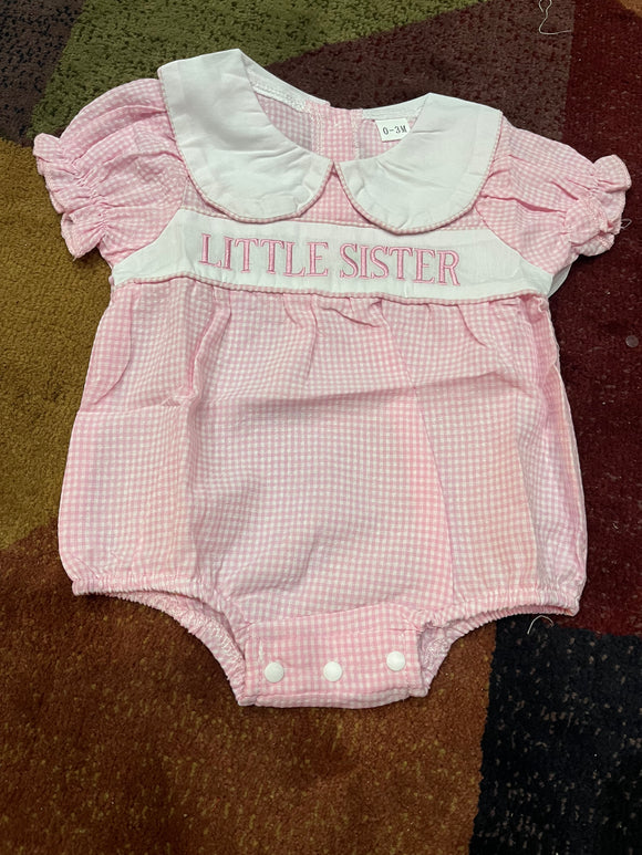 Little sister pink gingham bubble
