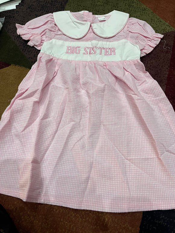 Big sister pink gingham dress