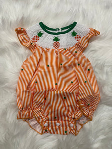 Orange pineapple smocked bubble