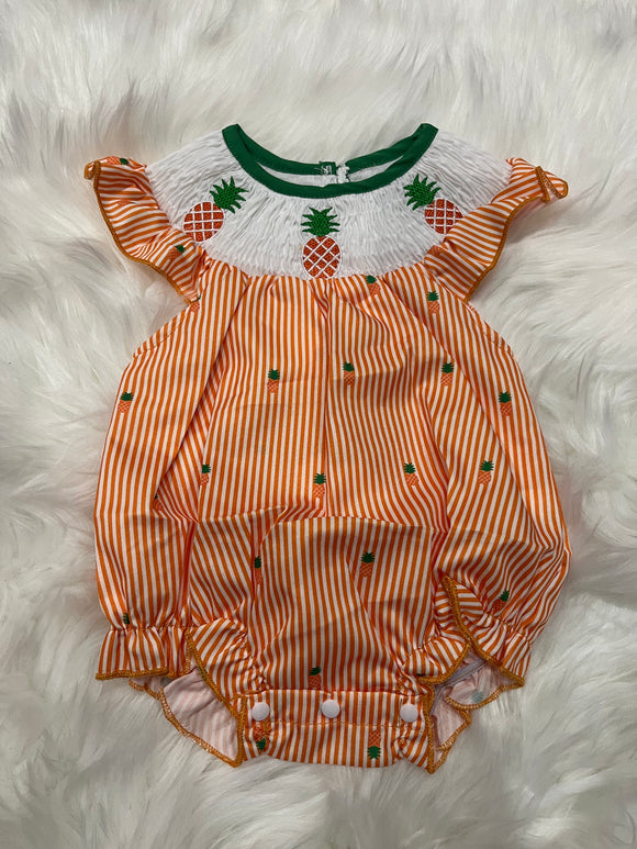 Orange pineapple smocked bubble