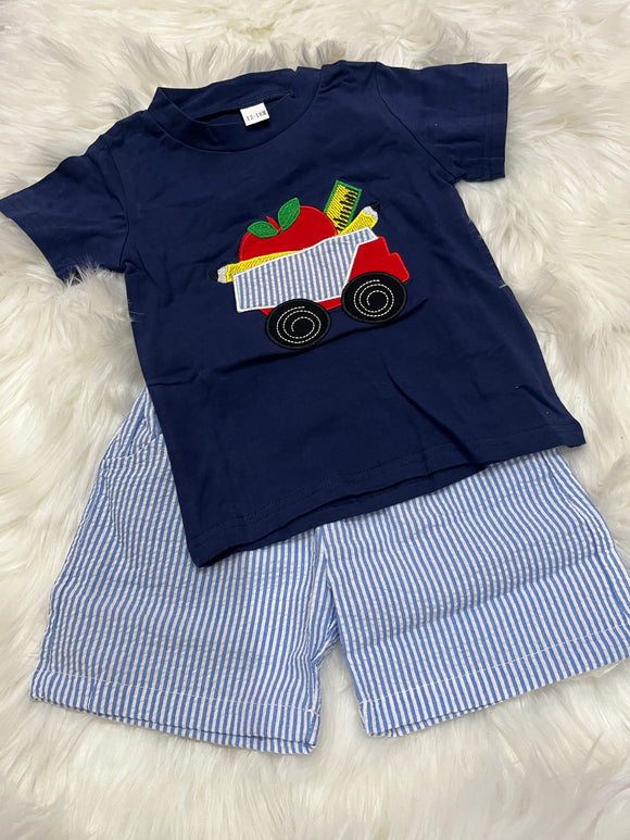 Dump truck school boys short set