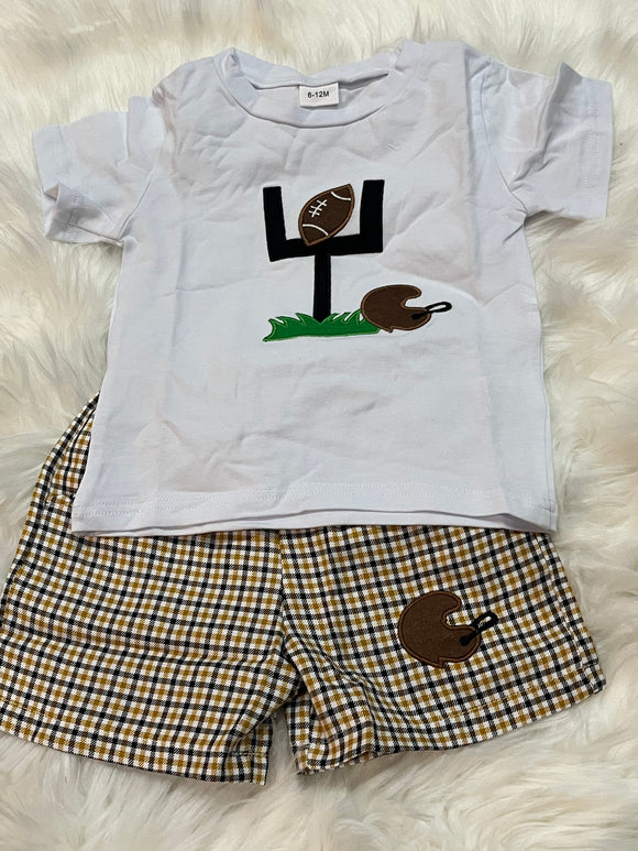 Football goal brown plaid short set