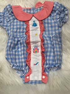 Glass slipper blue gingham bubble