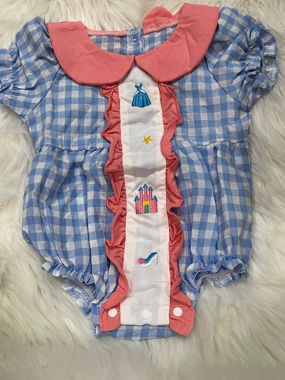 Glass slipper blue gingham bubble