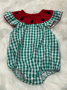 Green gingham watermelon slice seed bubble