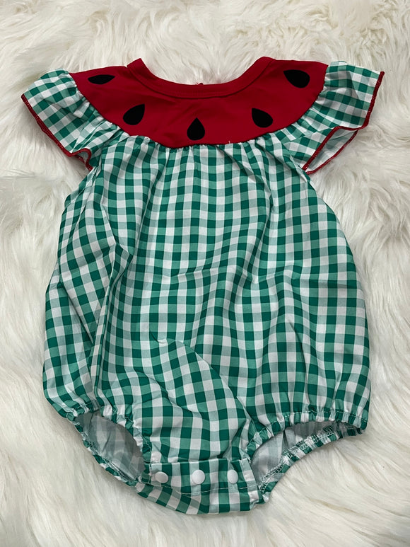 Green gingham watermelon slice seed bubble