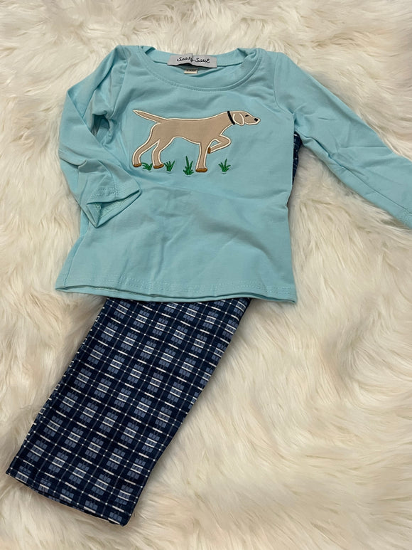 Lab boys plaid dog pant set