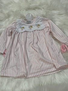 Pink stripe embroidered turkey trio dress